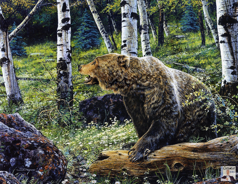 Catsmeat SDC 2003 - Weyer Wildlife Calendar 08: Grizzly Bear - oil painting by Brian Durfee; DISPLAY FULL IMAGE.
