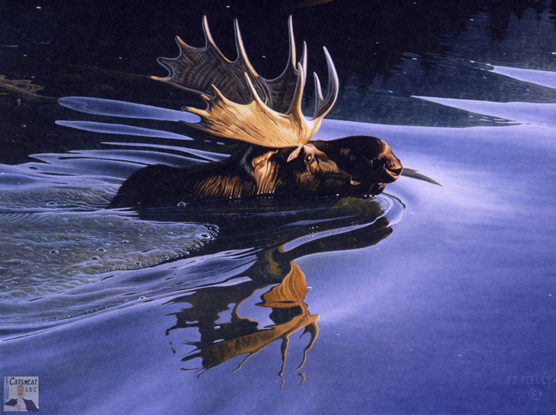 Catsmeat SDC 2004 - Weyer Wildlife Calendar 07: Moose by T. J. Feeley; DISPLAY FULL IMAGE.