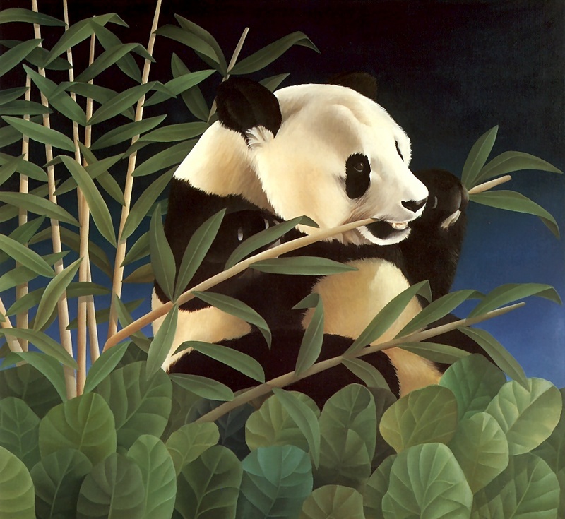 Consigliere Scan: Vanishing Species, The Wildlife Art of Laura Regan - 003 Giant Panda; DISPLAY FULL IMAGE.