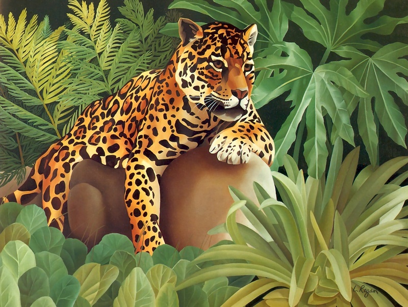 Consigliere Scan: Vanishing Species, The Wildlife Art of Laura Regan - 019 Jaguar; DISPLAY FULL IMAGE.