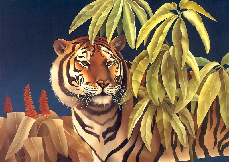Consigliere Scan: Vanishing Species, The Wildlife Art of Laura Regan - 047 Tiger; DISPLAY FULL IMAGE.