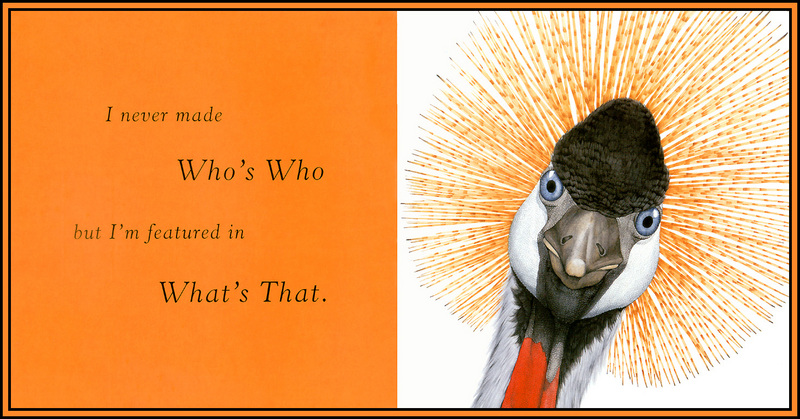 [D50 Scan] Jane Seabrook 'Furry Logic' - Who's Who (Crowned Crane); DISPLAY FULL IMAGE.