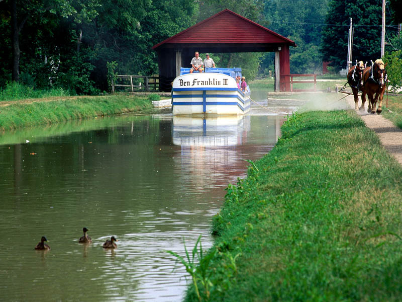 Horse Drawn Canal Boat, Metamora, Indiana; DISPLAY FULL IMAGE.