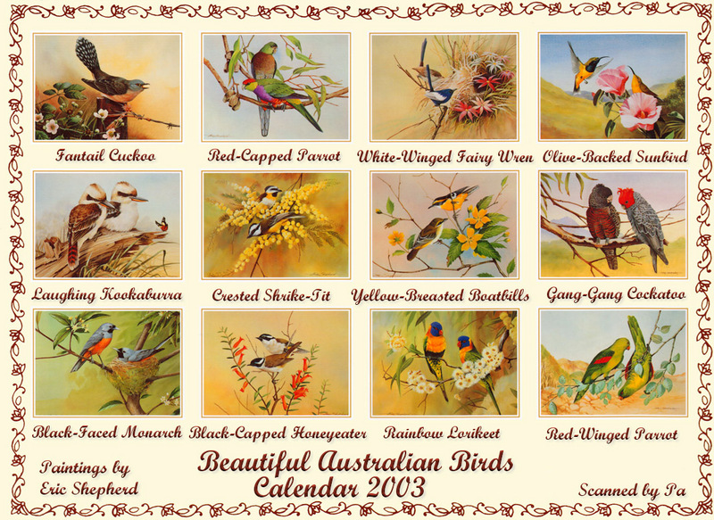 [Eric Shepherd's Beautiful Australian Birds Calendar 2003] Index; DISPLAY FULL IMAGE.