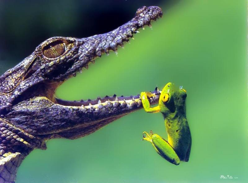Crocodile and Treefrog {!--악어와 개구리-->; DISPLAY FULL IMAGE.