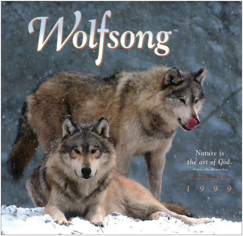 [Wolfsong Calendar 1999] 00 Gray Wolf pair 'Nature is the art of God.' {!--회색이리-->; DISPLAY FULL IMAGE.
