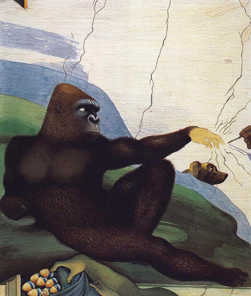 [Animal Art - Anthony Browne] (Gorilla) Willy's Pictures - Coming to Life; DISPLAY FULL IMAGE.