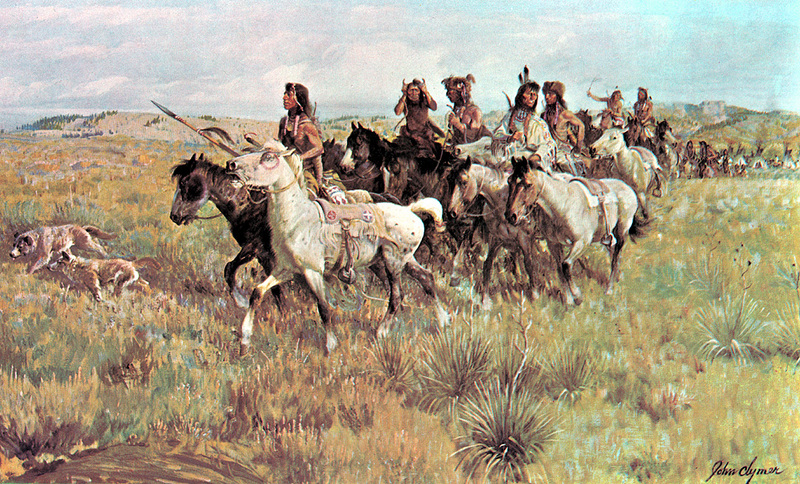 [zFox SWD Scan] The Western Paintings of John Clymer 011 Buffalo Ponies; DISPLAY FULL IMAGE.