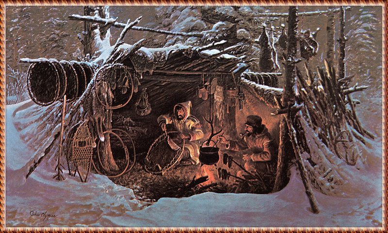 [zFox SWD Scan] The Western Paintings of John Clymer 024 Winter Camp; DISPLAY FULL IMAGE.