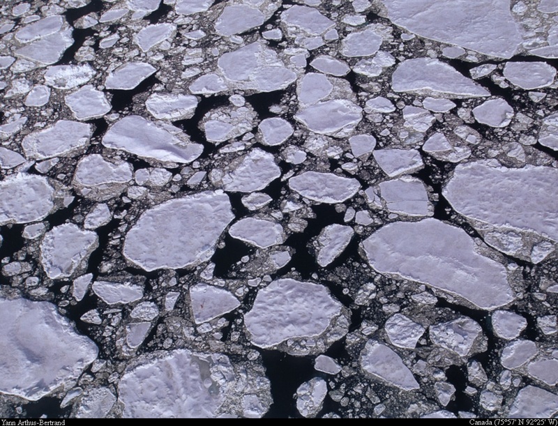 [B14 SLR: Yann Arthus-Bertrand] Ice landscape in Nunavut Territory; DISPLAY FULL IMAGE.