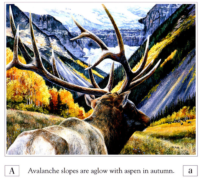 [Danielle scan] A Mountain Alphabet by Andrew Kiss - Aa; DISPLAY FULL IMAGE.