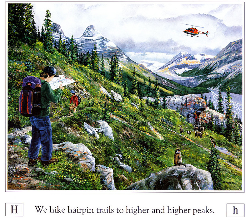 [Danielle scan] A Mountain Alphabet by Andrew Kiss - Hh; DISPLAY FULL IMAGE.