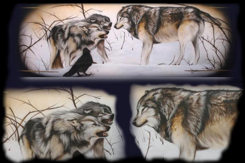 [Animal Art - Guido Leber] Gray Wolves; DISPLAY FULL IMAGE.