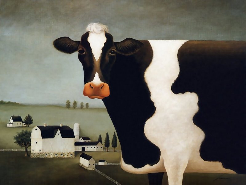 [Animal Art - Herrero Lowell] Wisconsin Cow; DISPLAY FULL IMAGE.