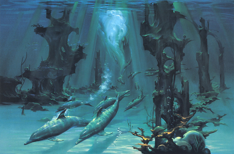 [Animal Art - John Pitre] Atlantis Dolphins; DISPLAY FULL IMAGE.