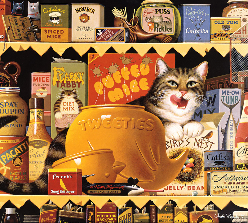 [Flowerchild scan] Charles Wysocki - 2002 Cat Calendar; DISPLAY FULL IMAGE.