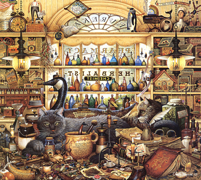 [Flowerchild scan] Charles Wysocki - 2002 Cat Calendar; DISPLAY FULL IMAGE.