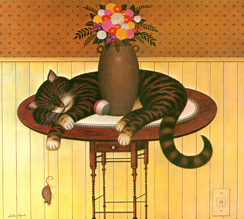 [Flowerchild scan] Charles Wysocki - 2002 Cat Calendar; DISPLAY FULL IMAGE.