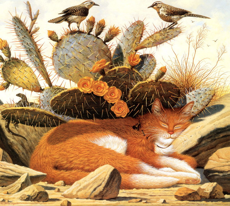 [Flowerchild scan] Charles Wysocki - 2002 Cat Calendar; DISPLAY FULL IMAGE.