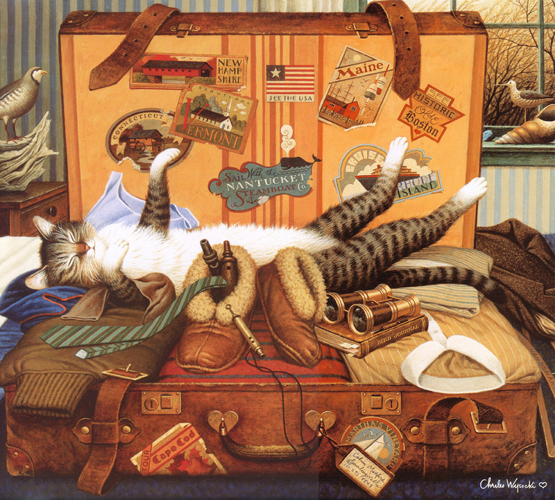 [Flowerchild scan] Charles Wysocki - 2002 Cat Calendar; DISPLAY FULL IMAGE.