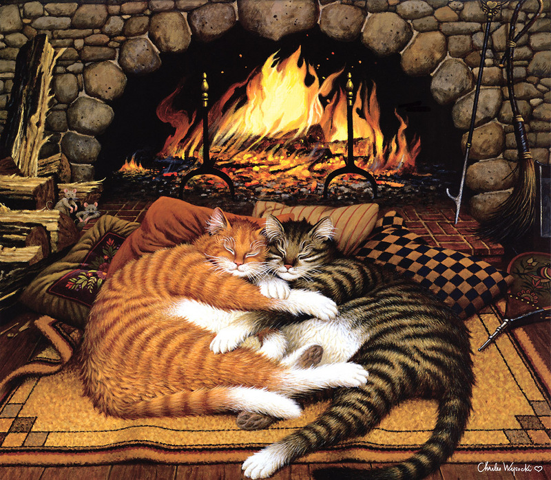 [Flowerchild scan] Charles Wysocki - 2002 Cat Calendar; DISPLAY FULL IMAGE.