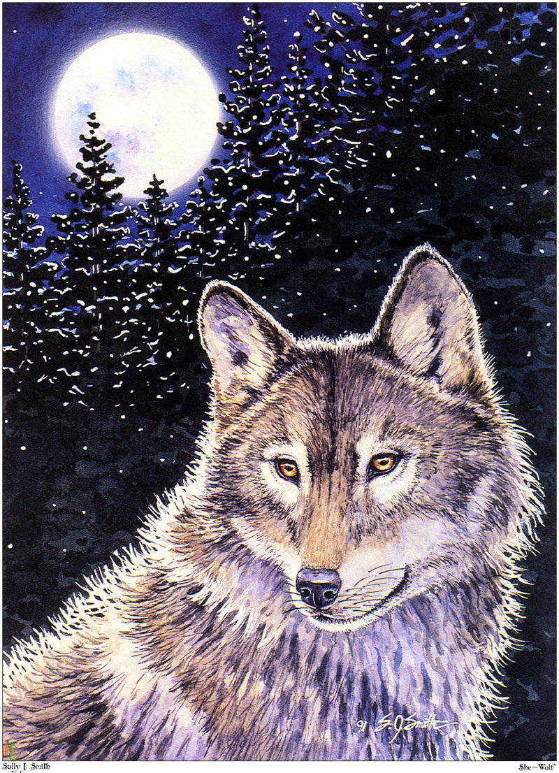 [Fafnir Scan - Sally J. Smith] 'Wolf Sprit' - 1997 Calendar - She Wolf; DISPLAY FULL IMAGE.