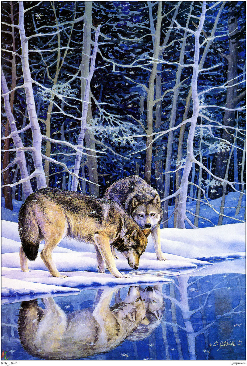 [Fafnir Scan - Sally J. Smith] 'Wolf Sprit' - 1997 Calendar - Companions; DISPLAY FULL IMAGE.