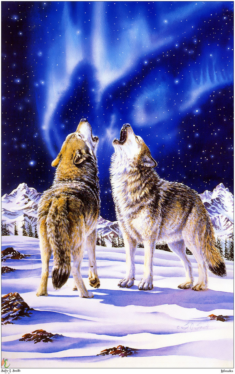[Fafnir Scan - Sally J. Smith] 'Wolf Sprit' - 1997 Calendar - Lifemates; DISPLAY FULL IMAGE.