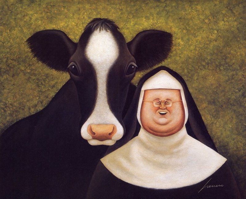 [EndLiss scan - Animal Art] Lowell Herrero - Black & White (cow); DISPLAY FULL IMAGE.