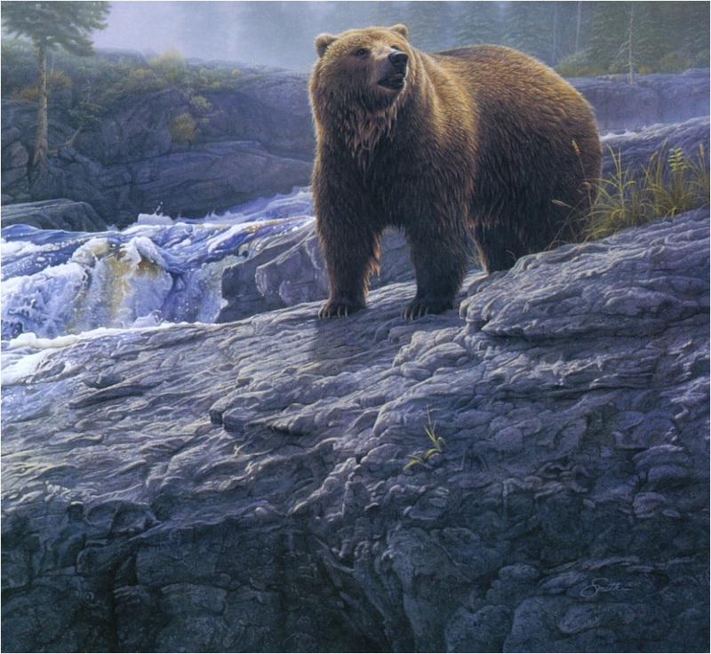 [Elon Animal Scans] Painted by Daniel Smith, Rocky Cascade (Brown Bear); DISPLAY FULL IMAGE.