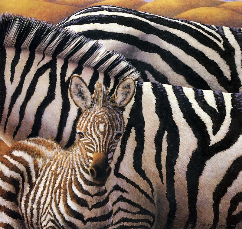 [Elon Animal Scans] Painted by Kathy Cencula, Life Lines (Zebras); DISPLAY FULL IMAGE.