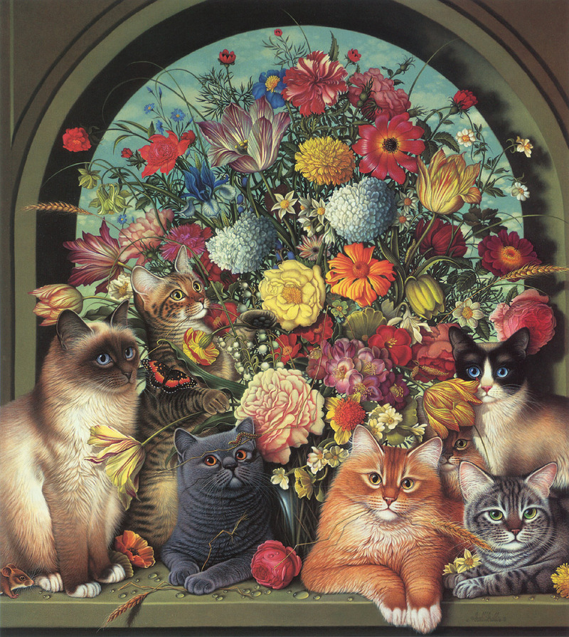 [FlowerChild scans] Painted by Braldt Bralds, Boucat (Cats); DISPLAY FULL IMAGE.