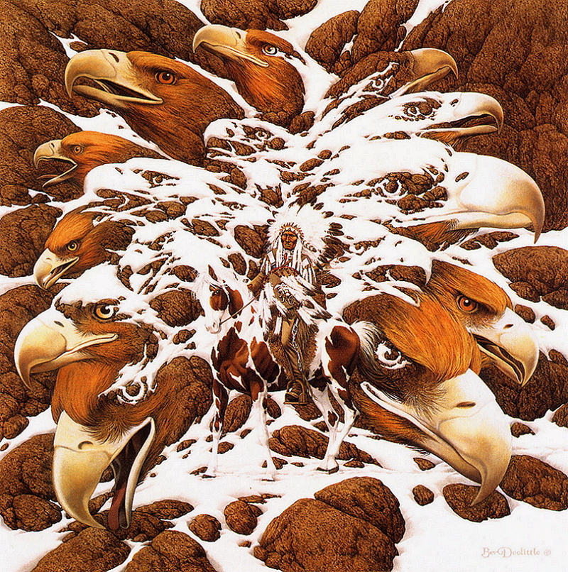 [LRS Art Medley] Bev Doolittle, Many Eagles; DISPLAY FULL IMAGE.