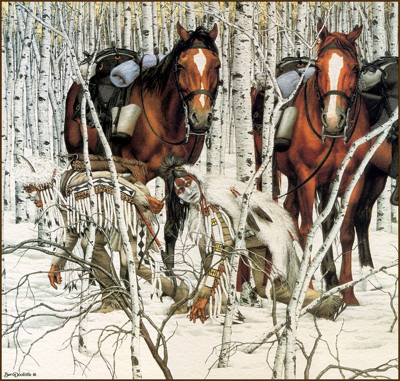 [LRS Art Medley] Bev Doolittle, Two Indian Horses; DISPLAY FULL IMAGE.