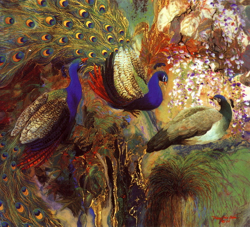 [LRS Art Medley] GiamTruong Buu, Blue Peacocks; DISPLAY FULL IMAGE.