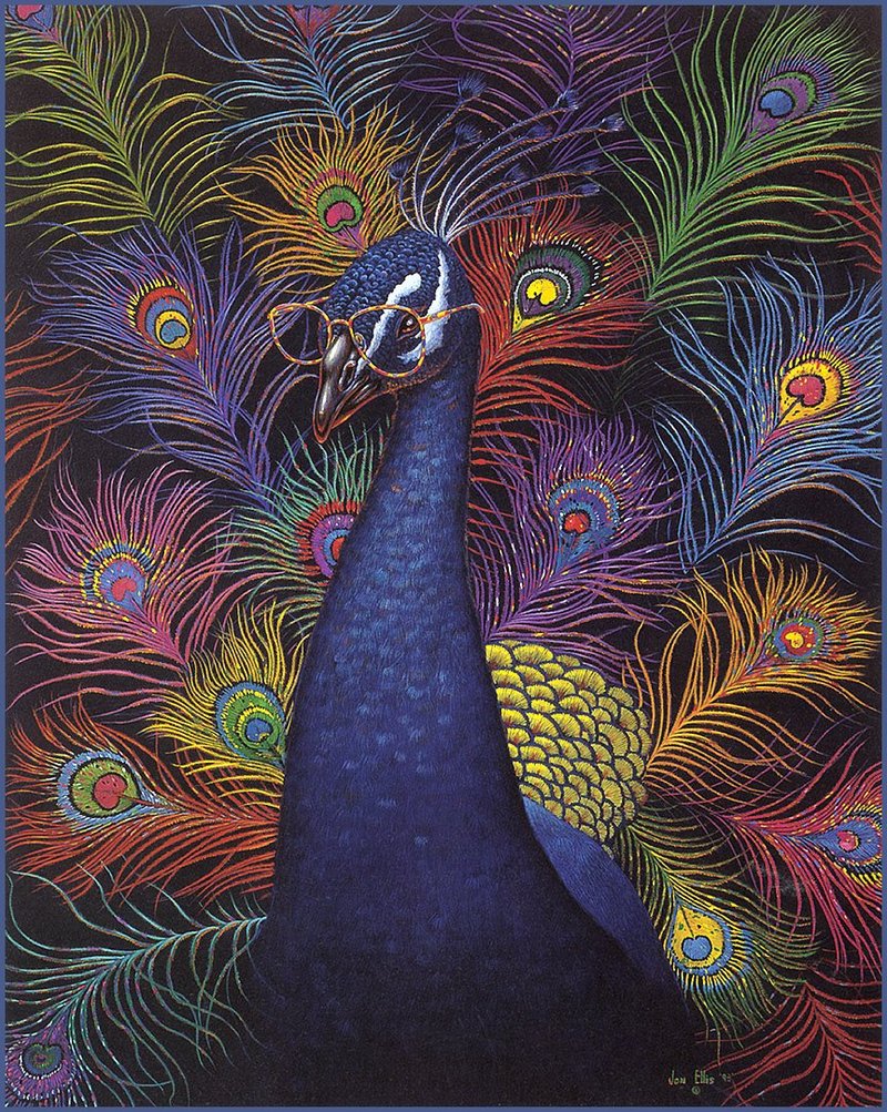 [LRS Animals In Art] Jon Ellis, Myopic Peacock; DISPLAY FULL IMAGE.