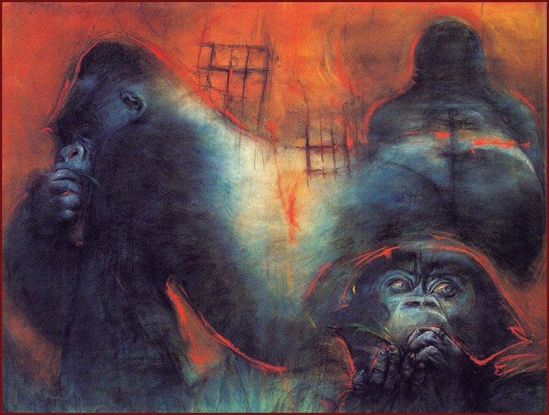 [LRS Animals In Art] Bob Zeiring, Twilight of the Gorilla; DISPLAY FULL IMAGE.