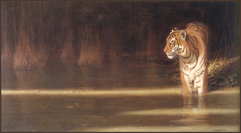 [LRS Animals In Art] lrsAA023 Seerey Lester John - Tiger at Dusk; DISPLAY FULL IMAGE.