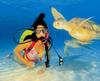 [Underwater Scuba Diving] Lady & Green Sea Turtles