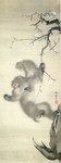 梅花猿猴図 (Monkeys in Plum Tree) - Japanese macaque (Macaca fuscata)