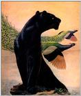 Black Panther and 2 Peacocks (Painting)