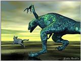 dinosaur chasing cat