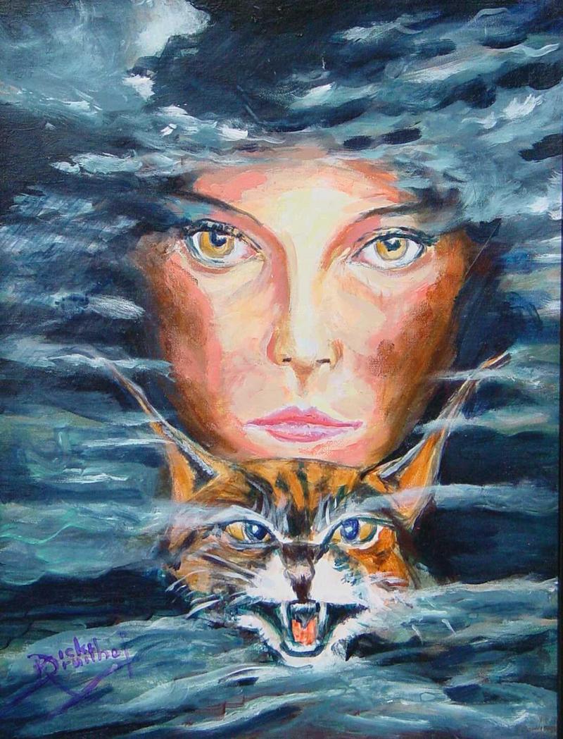 Woman with cat; DISPLAY FULL IMAGE.